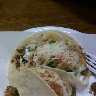 Carne asada tacos with everything