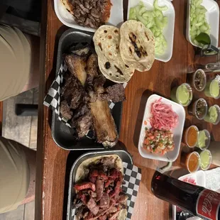 Ribs, asada tacos