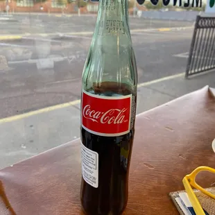 Mexican Coke. Nice and big. My son was happy