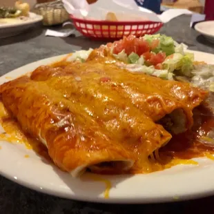 Enchilada dinner. Actually big enough for 2 people. Nothing really stood out and service could use a hand.