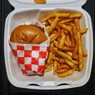 Number 1 -- 1 Slider (with cheese, coleslaw, pickles) with Fries and Asad's sauce.