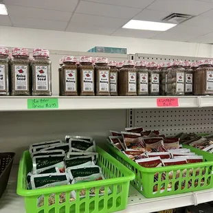 shelves of various products