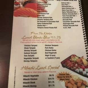 Menu photos!