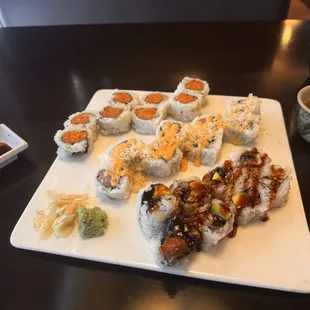 Spicy salmon, TNT, and Eel/Avocado rolls