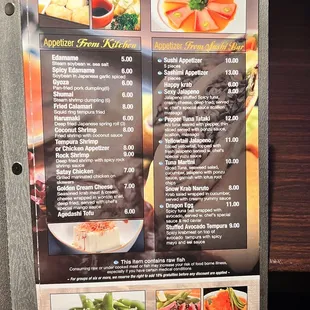 menu, sushi and sashimi