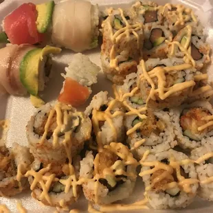 So many options; baby octopus, Florida roll, Asahi roll, rainbow roll, New Orleans roll