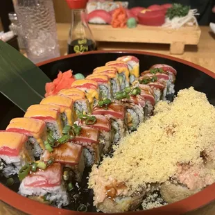 Asahi roll, volcano roll, tuna sushi combo