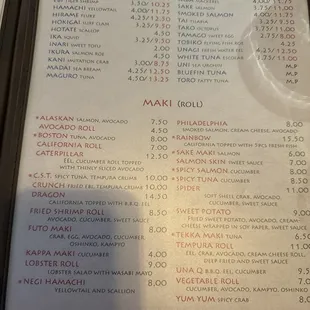 menu