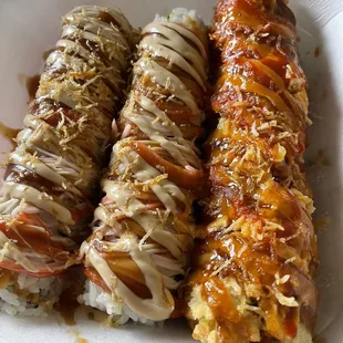 Two Crazy Crab rolls and one Ninja roll. So good!