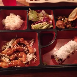 Teriyaki shrimp bento box