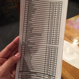 menu