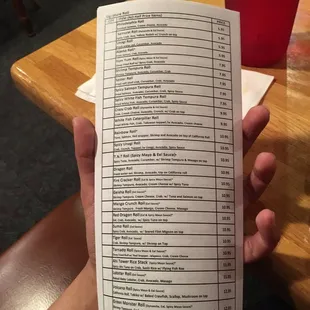 menu