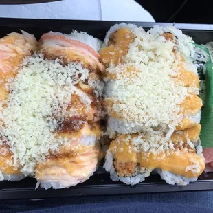 D.S. Roll on left and Spicy Tuna Roll on right...so good!!