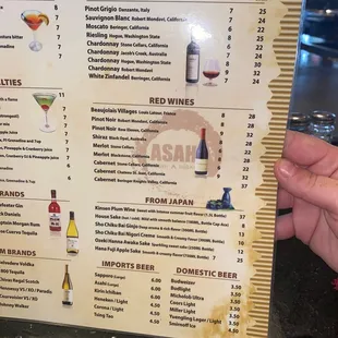 sushi and sashimi, menu