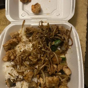 So glad my wife didn't have a shrimp allergy. She ordered a chicken hibachi and found numerous pieces of shrimp.