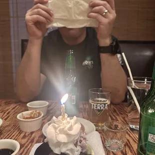 They say we were celebrating a birthday and brought us ice cream and a candle!