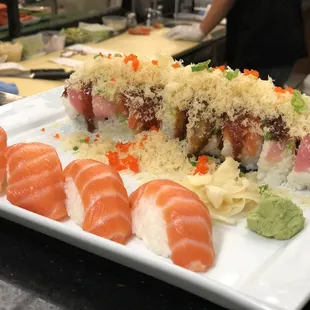 a plate of sushi