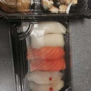 Yellowtail, salmon, red snapper
