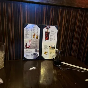 two menus on a table