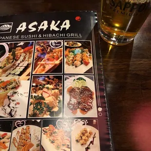 Menu and beer
