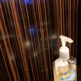 Hand sanitizer at every booth