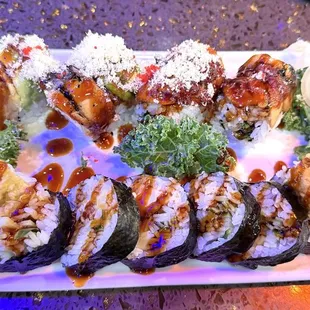 Crazy Eel Roll and spider roll