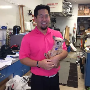 Kellen Asao (owner) and his guard dog Hurley