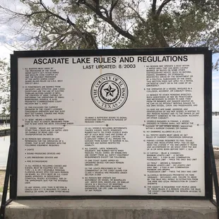 Ascarate Lake Rules and Regulations