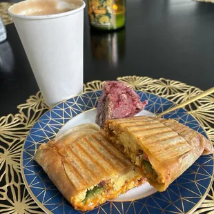 Chipotle Breakfast Burrito with raspberry scone and honey latte