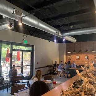 View of the inside seating area and patio