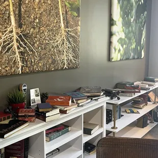 Nice decoration touch with random and interesting books.