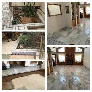 Concrete planter removal and tile installation