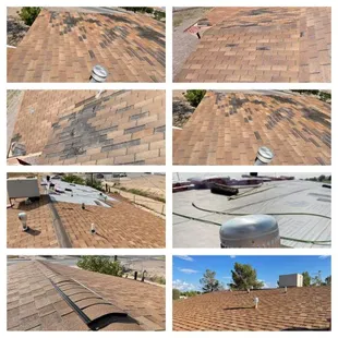 Shingle re-roof with ridge vent installation