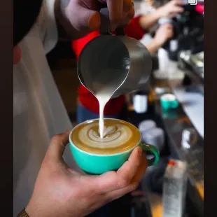 Organic whole milk and top class latte art