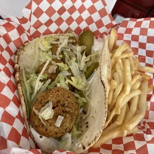 a taco and french fries