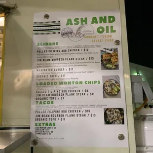 Menu as of 2/13/2020