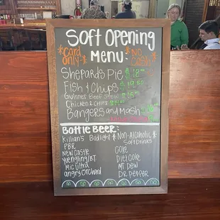 Soft opening menu