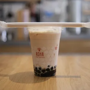 House black milk tea with boba