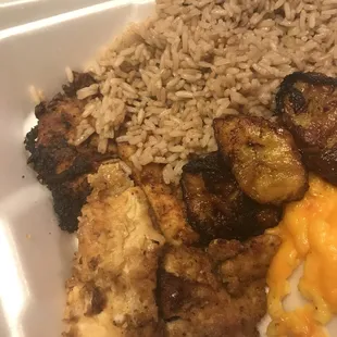 Rice and beans came with NO beans(why is it called rice AND beans) and fish came soggy. Cant even eat this. Thoroughly disappointed!