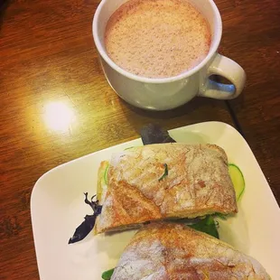 Smoked turkey sandwich &amp; hot chocolate!