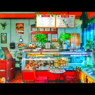 the interior of a bakery