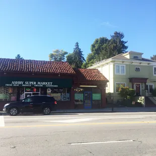 a car parked in front of the store