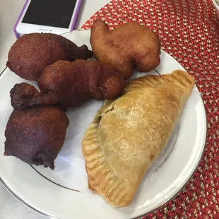 Puff- puff and meat pie.