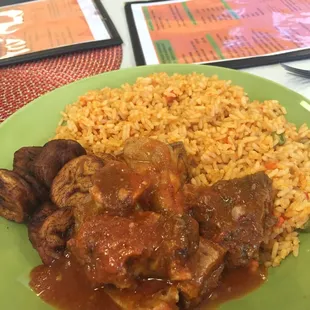 Coconut rice with meat. First dish.