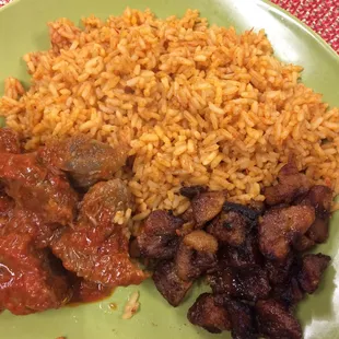 jollof rice with beef and plantains
