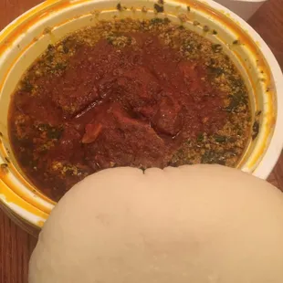 Egusi and fufu! Dig in with your hands!!!