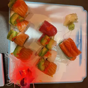 a plate of sushi