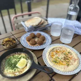 Saganaki, Falafel, Hummus with Cauli Shawarma