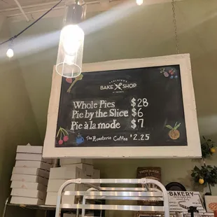 Pie prices (and coffee).