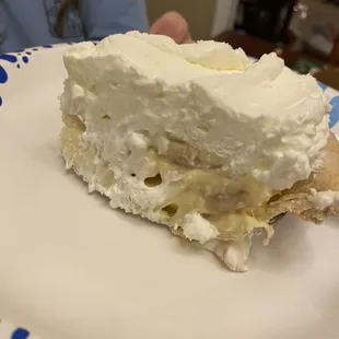 Slice of banana cream pie